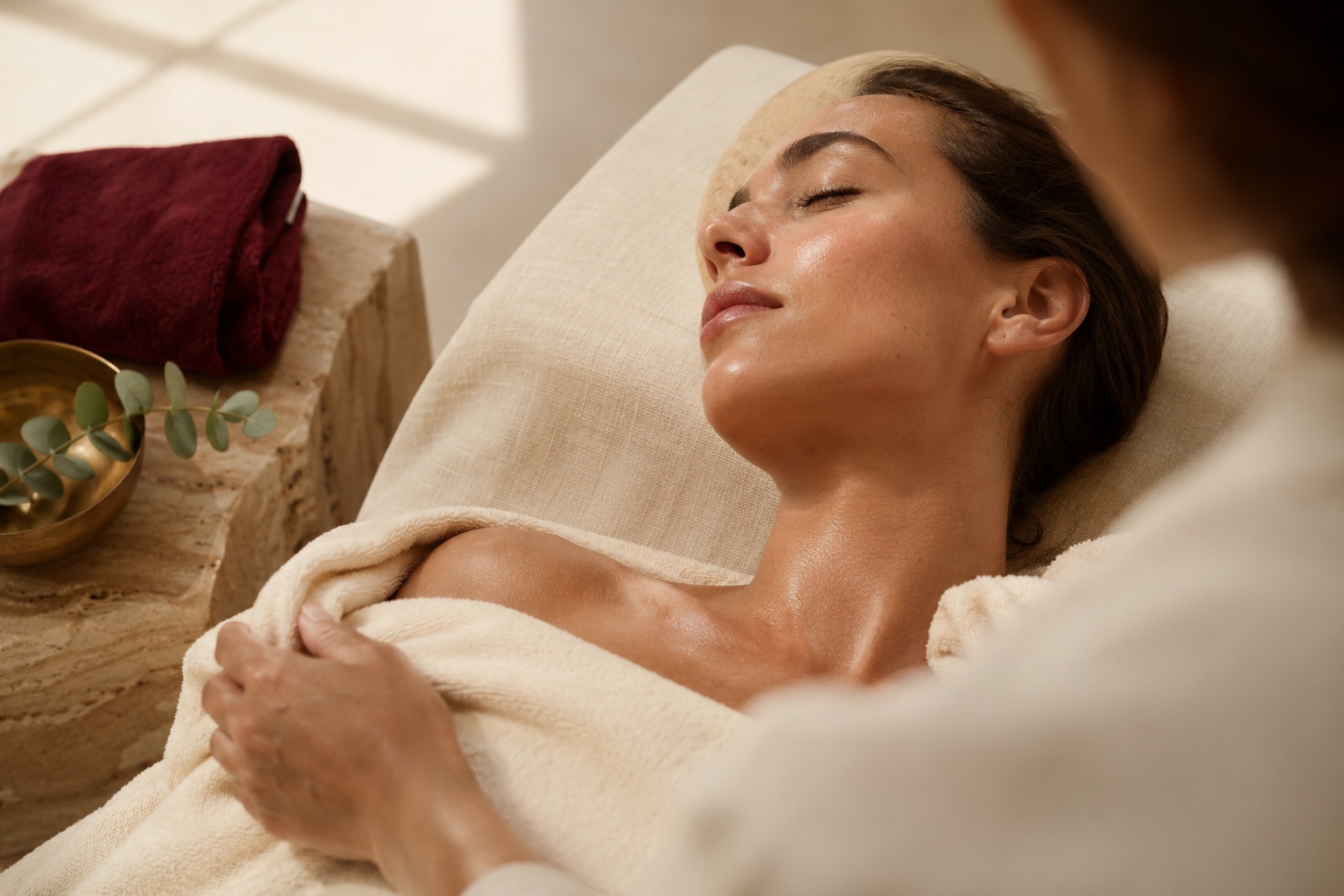 Facial ritual in a luxury beauty clinic
